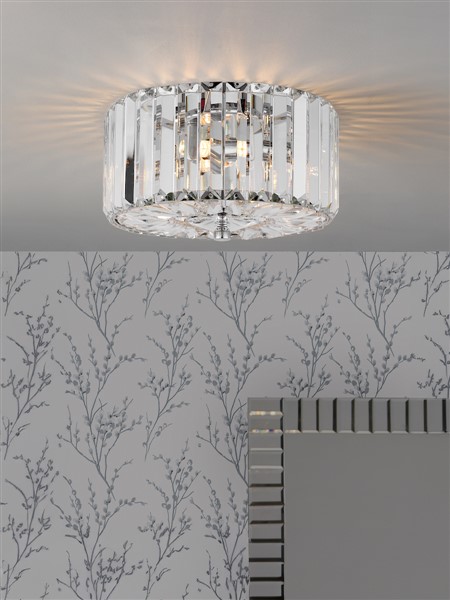 (image for) Laura Ashley Fernhurst 3 Light Flush Crystal and Polished Chrome